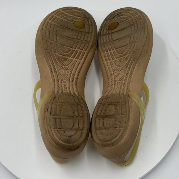 Crocs Women’s Size 8 Isabella T-Strap Sandals Yellow Jelly Thong - Picture 6 of 7